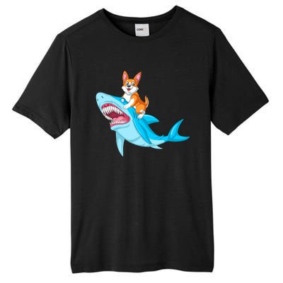 Corgi Riding Shark Tall Fusion ChromaSoft Performance T-Shirt