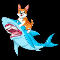 Corgi Riding Shark Bucket Hat