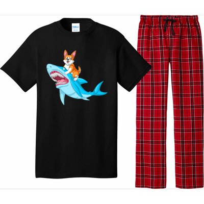 Corgi Riding Shark Pajama Set