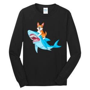 Corgi Riding Shark Tall Long Sleeve T-Shirt