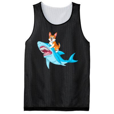 Corgi Riding Shark Mesh Reversible Basketball Jersey Tank