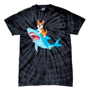 Corgi Riding Shark Tie-Dye T-Shirt