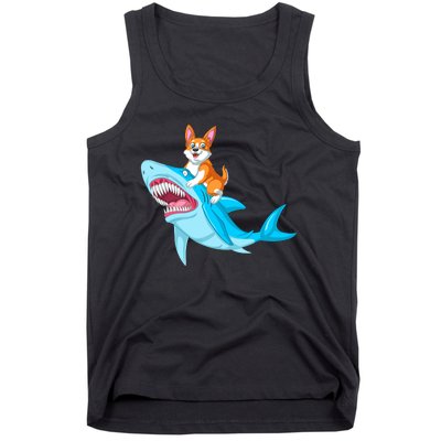 Corgi Riding Shark Tank Top