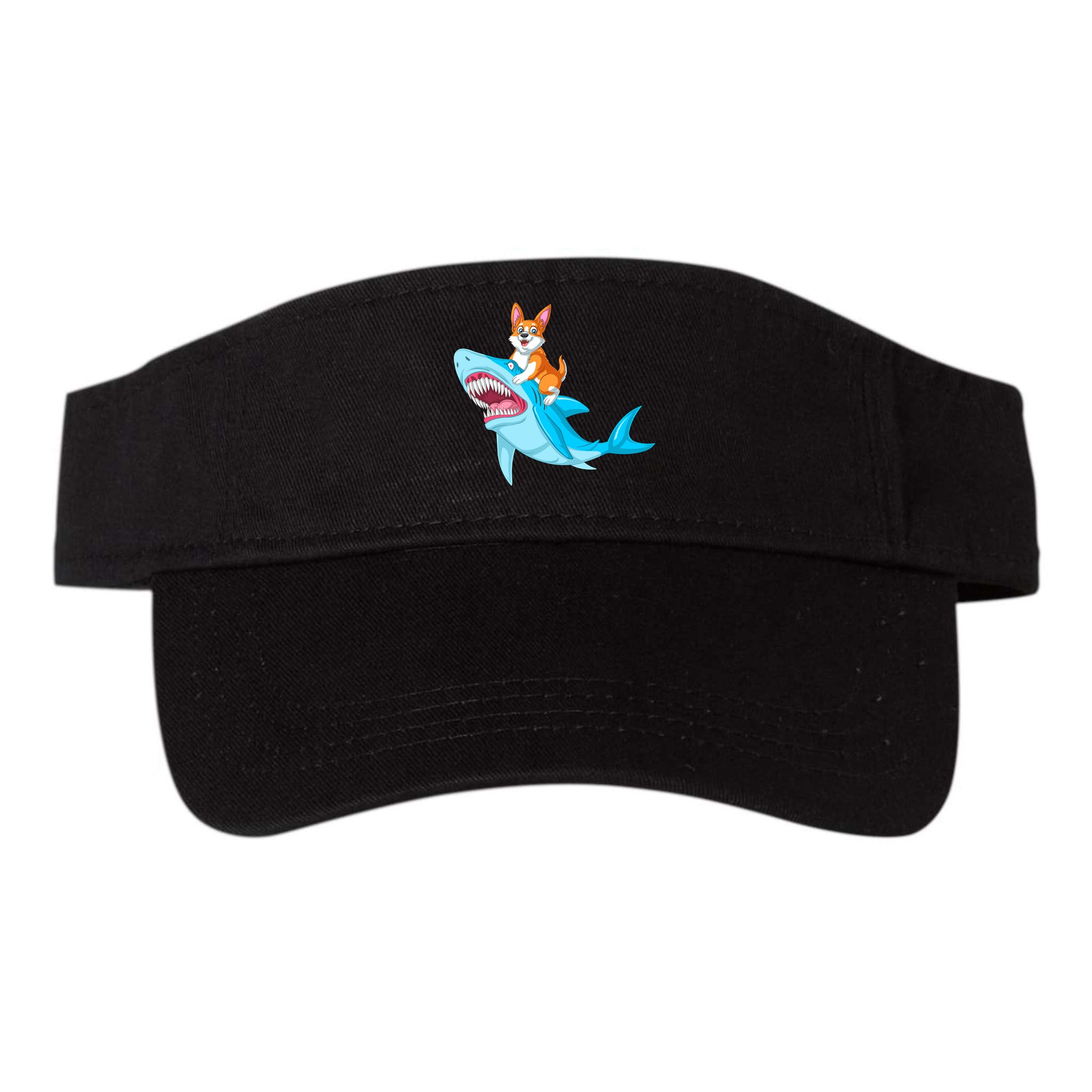 Corgi Riding Shark Visor