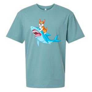 Corgi Riding Shark Sueded Cloud Jersey T-Shirt