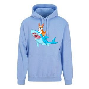 Corgi Riding Shark Unisex Surf Hoodie