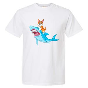 Corgi Riding Shark Garment-Dyed Heavyweight T-Shirt