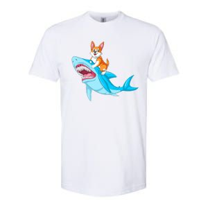 Corgi Riding Shark Softstyle CVC T-Shirt