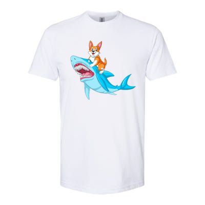 Corgi Riding Shark Softstyle CVC T-Shirt