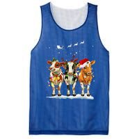 Cow Reindeer Santa Hat Christmas Light Funny Cows Lover Xmas Mesh Reversible Basketball Jersey Tank