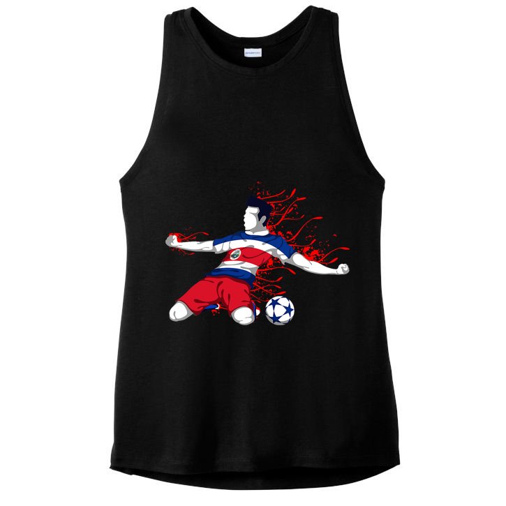 Costa Rica Soccer Costa Rican National Flag Football Lovers Ladies PosiCharge Tri-Blend Wicking Tank