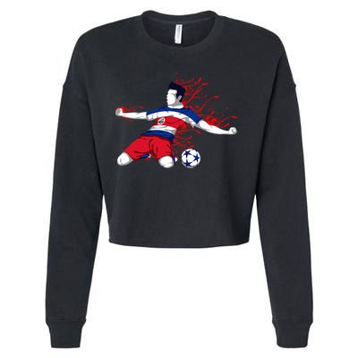 Costa Rica Soccer Costa Rican National Flag Football Lovers Cropped Pullover Crew