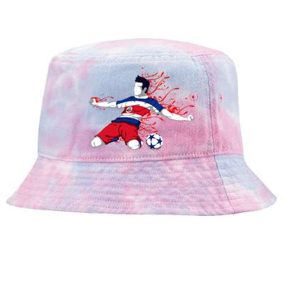 Costa Rica Soccer Costa Rican National Flag Football Lovers Tie-Dyed Bucket Hat