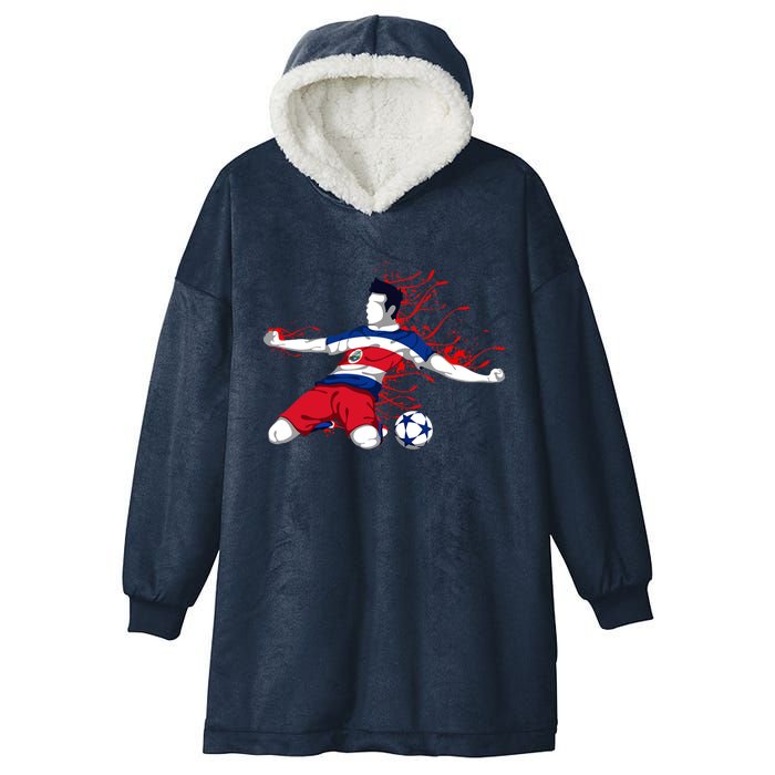 Costa Rica Soccer Costa Rican National Flag Football Lovers Hooded Wearable Blanket