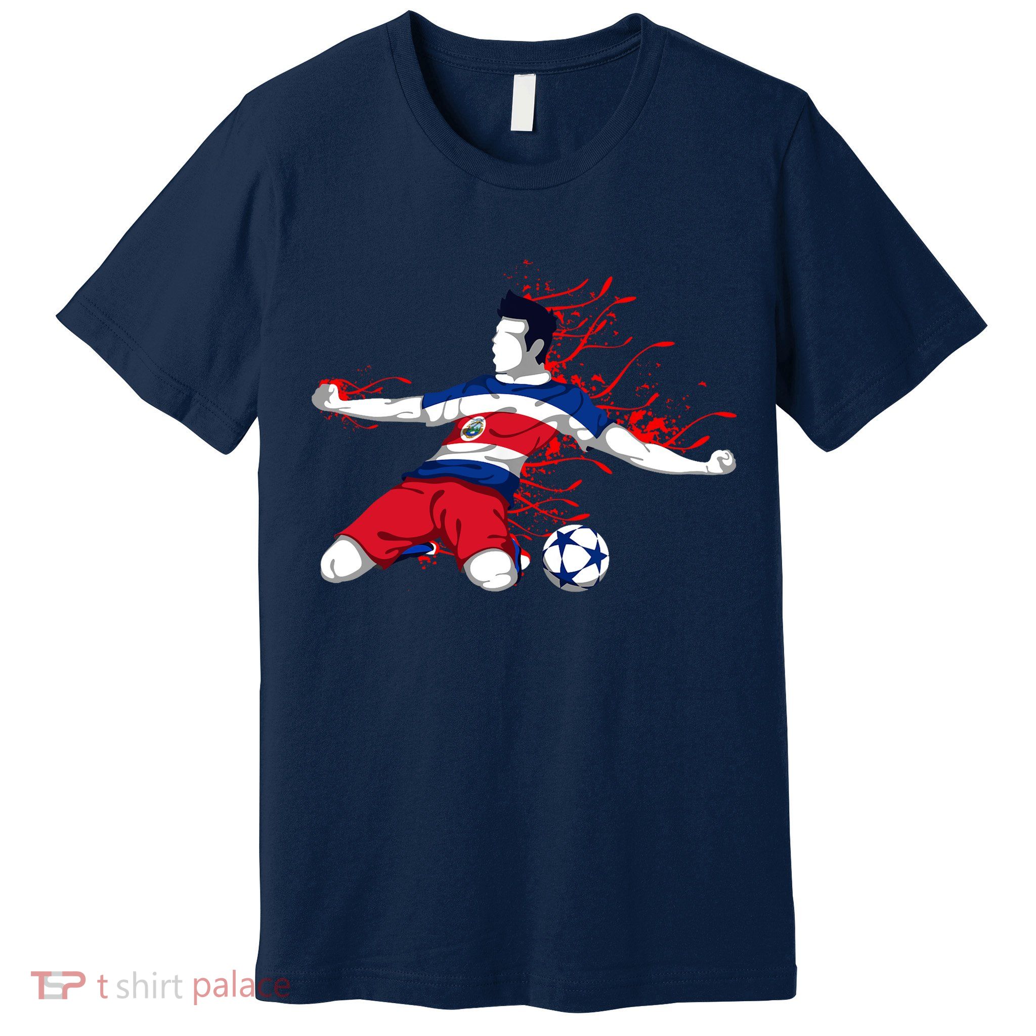 Costa Rica Soccer Costa Rican National Flag Football Lovers Premium T-Shirt