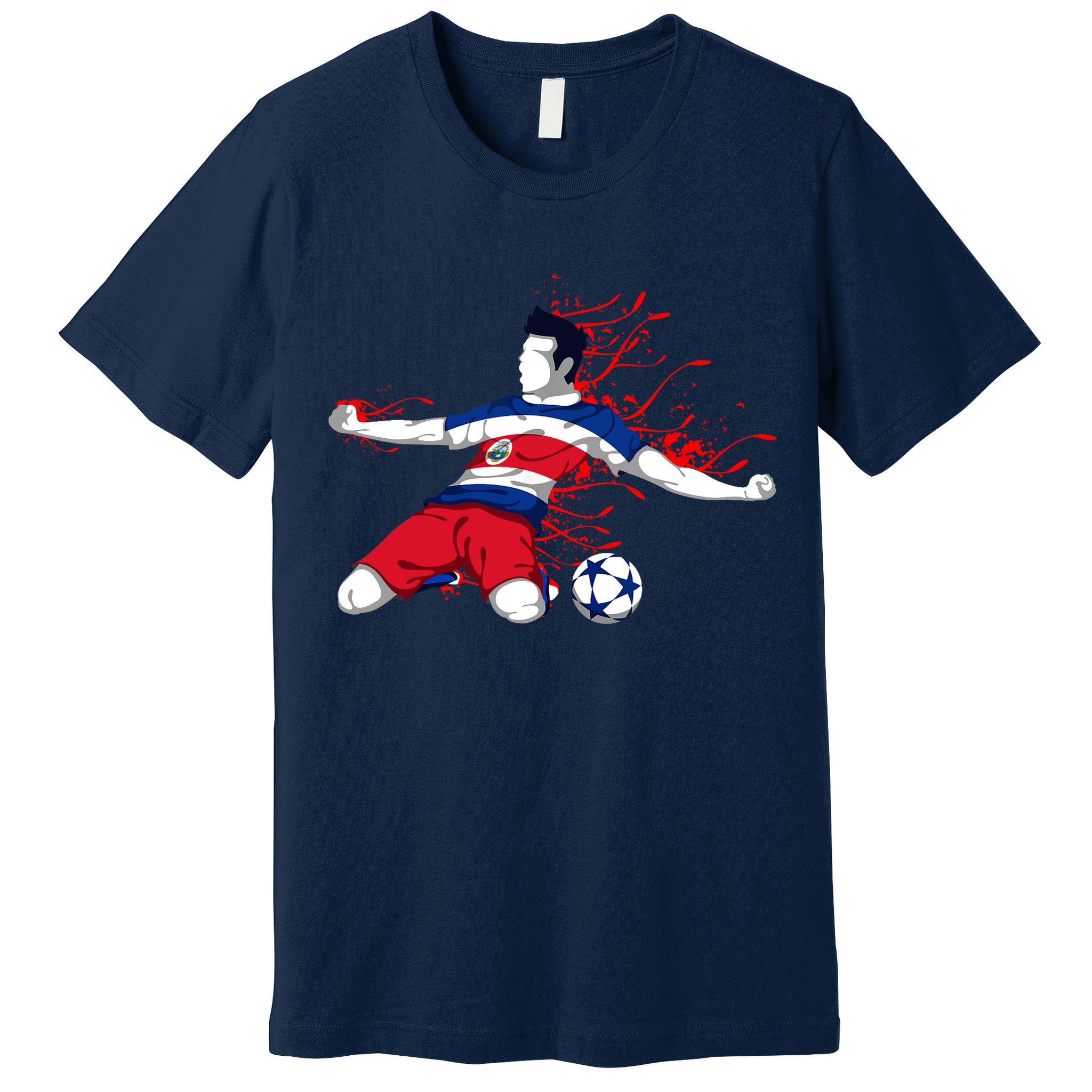 Costa Rica Soccer Costa Rican National Flag Football Lovers Premium T-Shirt