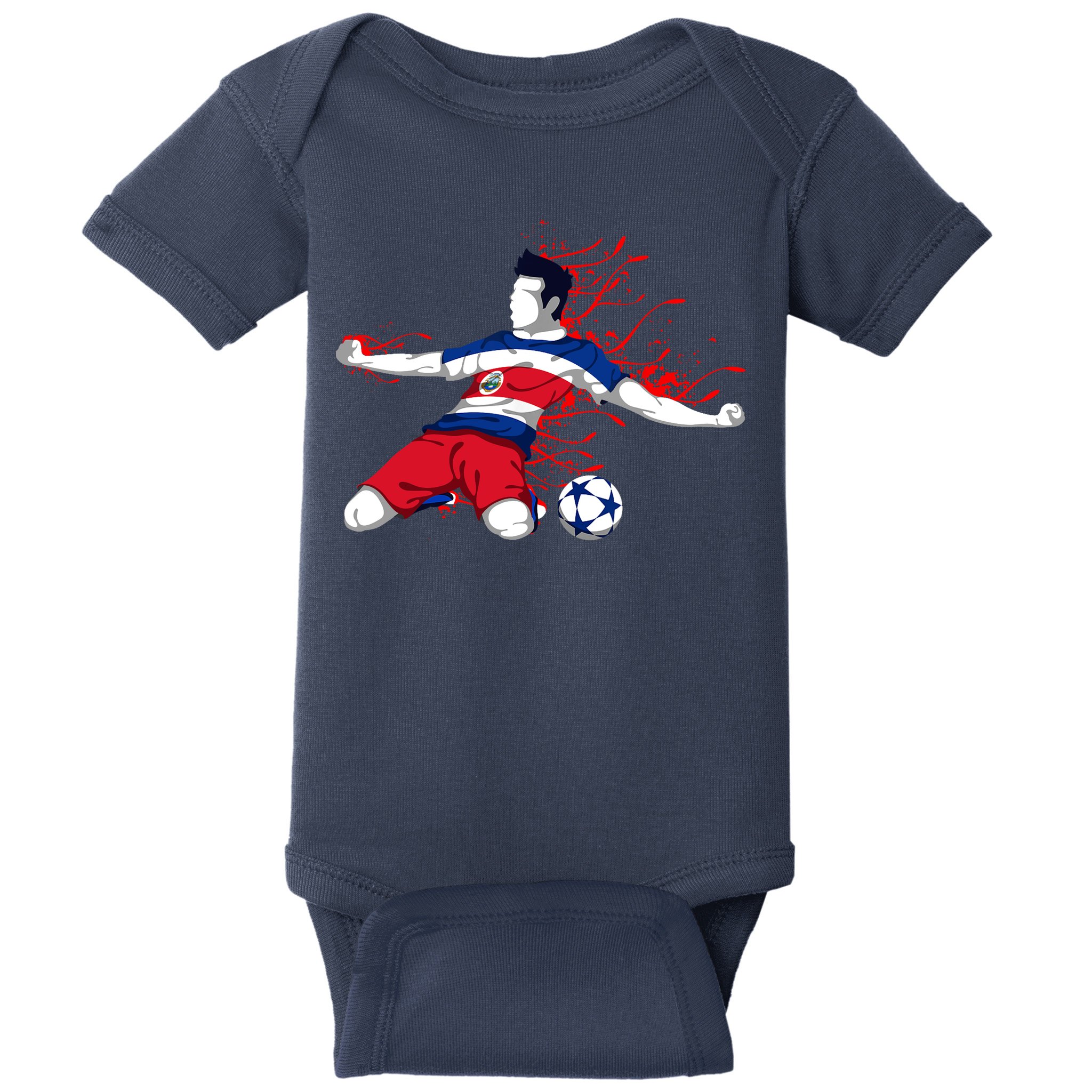 Costa Rica Soccer Costa Rican National Flag Football Lovers Baby Bodysuit