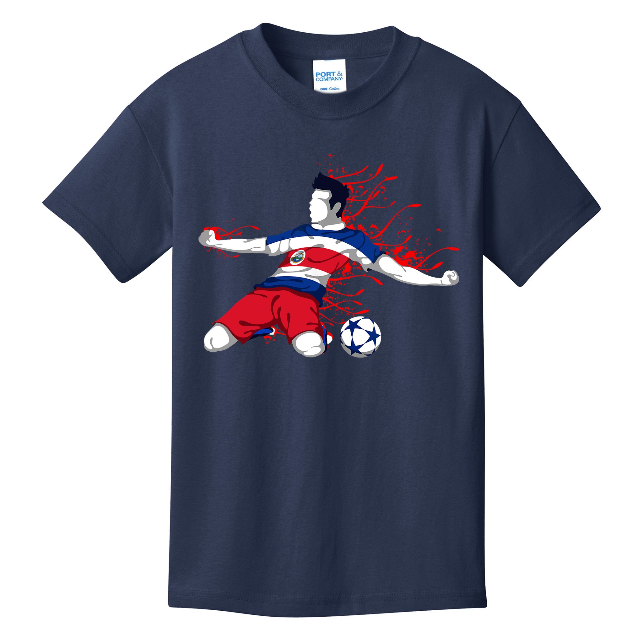 Costa Rica Soccer Costa Rican National Flag Football Lovers Kids T-Shirt
