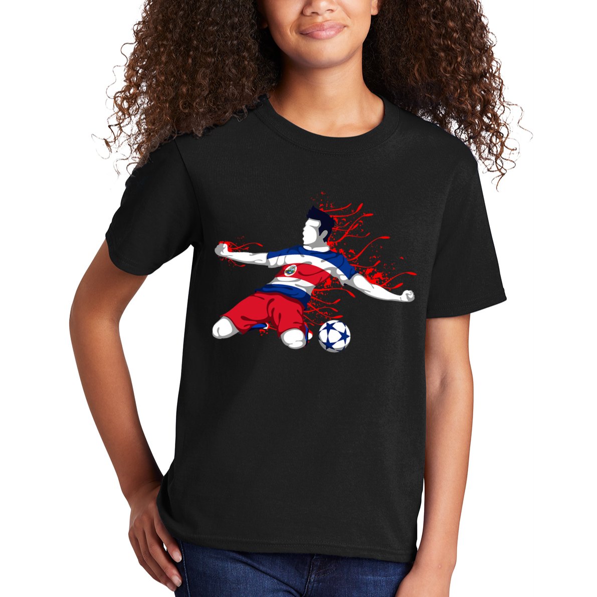 Costa Rica Soccer Costa Rican National Flag Football Lovers Kids T-Shirt
