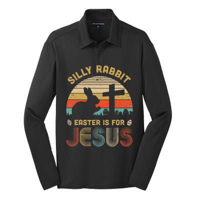 Christian Religious Silly Rabbit Easter Is For Jesus Silk Touch Performance Long Sleeve Polo