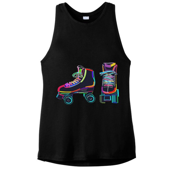 Colourfull Roller Skate Novelty Rollerskate Skating Ladies PosiCharge Tri-Blend Wicking Tank