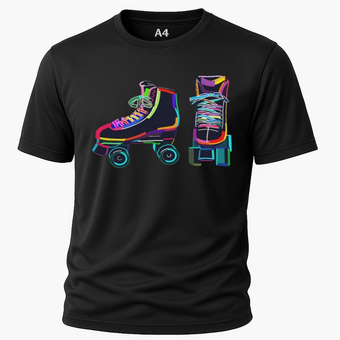 Colourfull Roller Skate Novelty Rollerskate Skating Cooling Performance Crew T-Shirt
