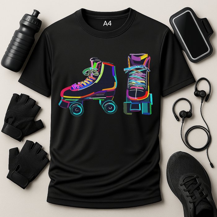 Colourfull Roller Skate Novelty Rollerskate Skating Cooling Performance Crew T-Shirt