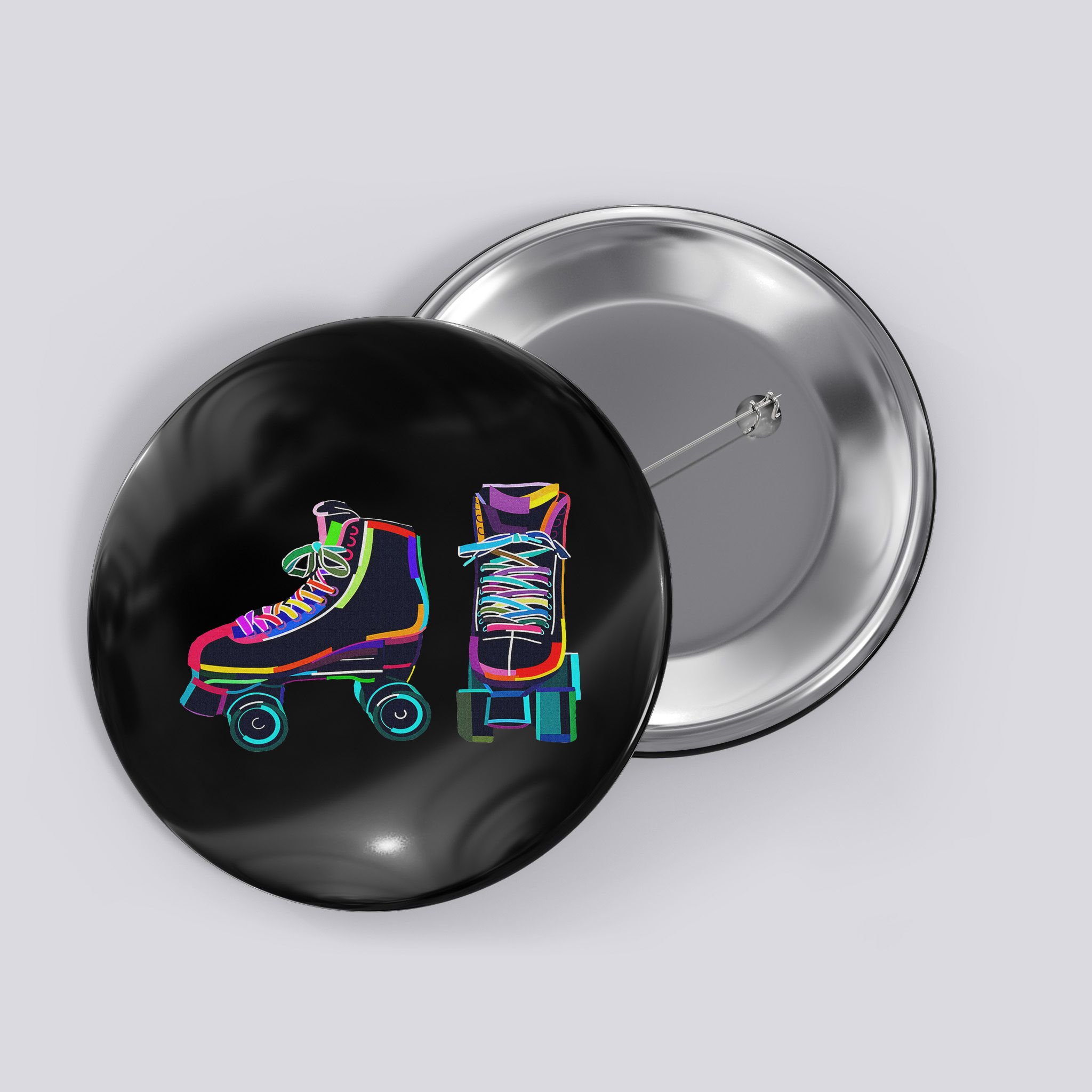 Colourfull Roller Skate Novelty Rollerskate Skating Button