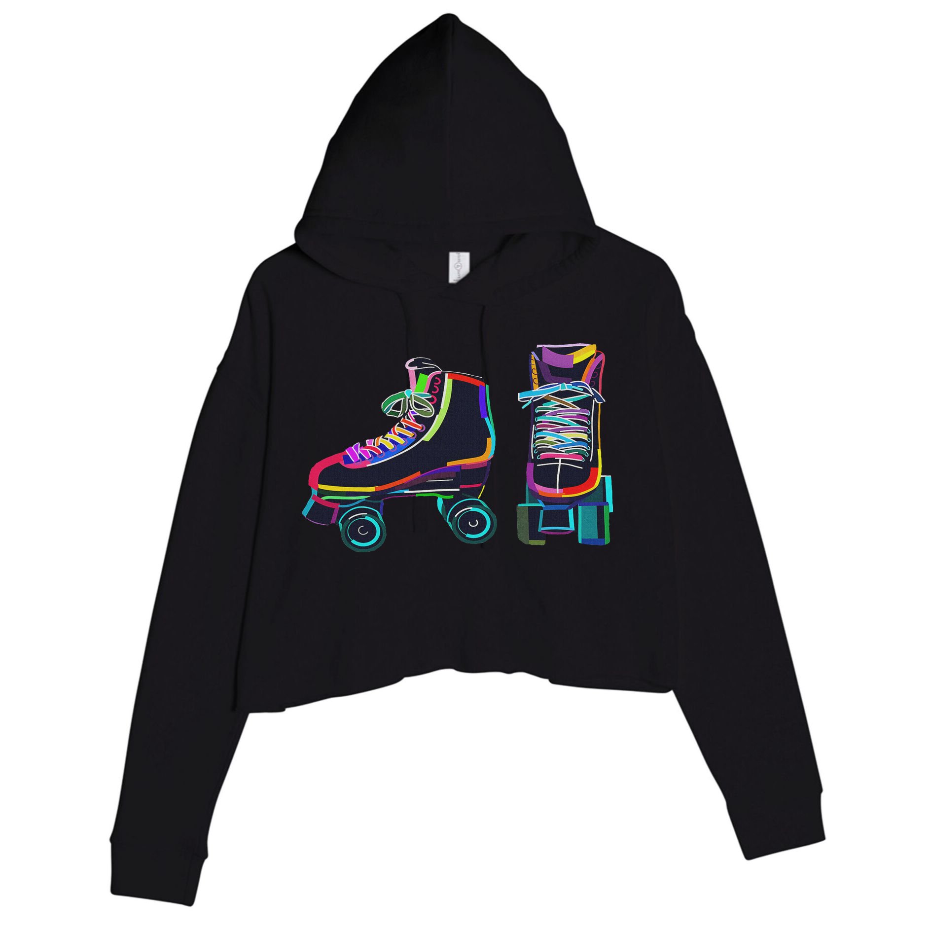 Colourfull Roller Skate Novelty Rollerskate Skating Crop Fleece Hoodie