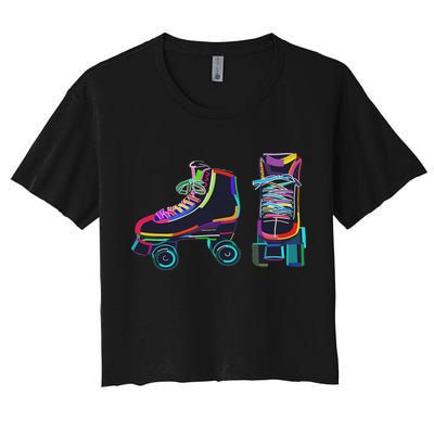 Colourfull Roller Skate Novelty Rollerskate Skating Crop Top