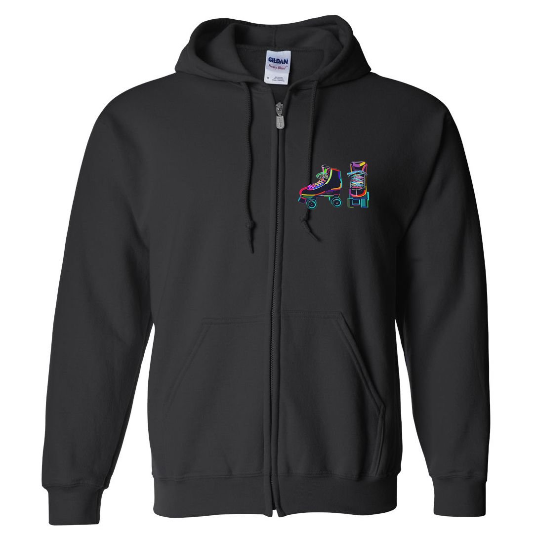 Colourfull Roller Skate Novelty Rollerskate Skating Full Zip Hoodie