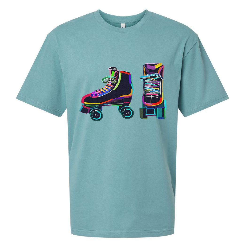 Colourfull Roller Skate Novelty Rollerskate Skating Sueded Cloud Jersey T-Shirt