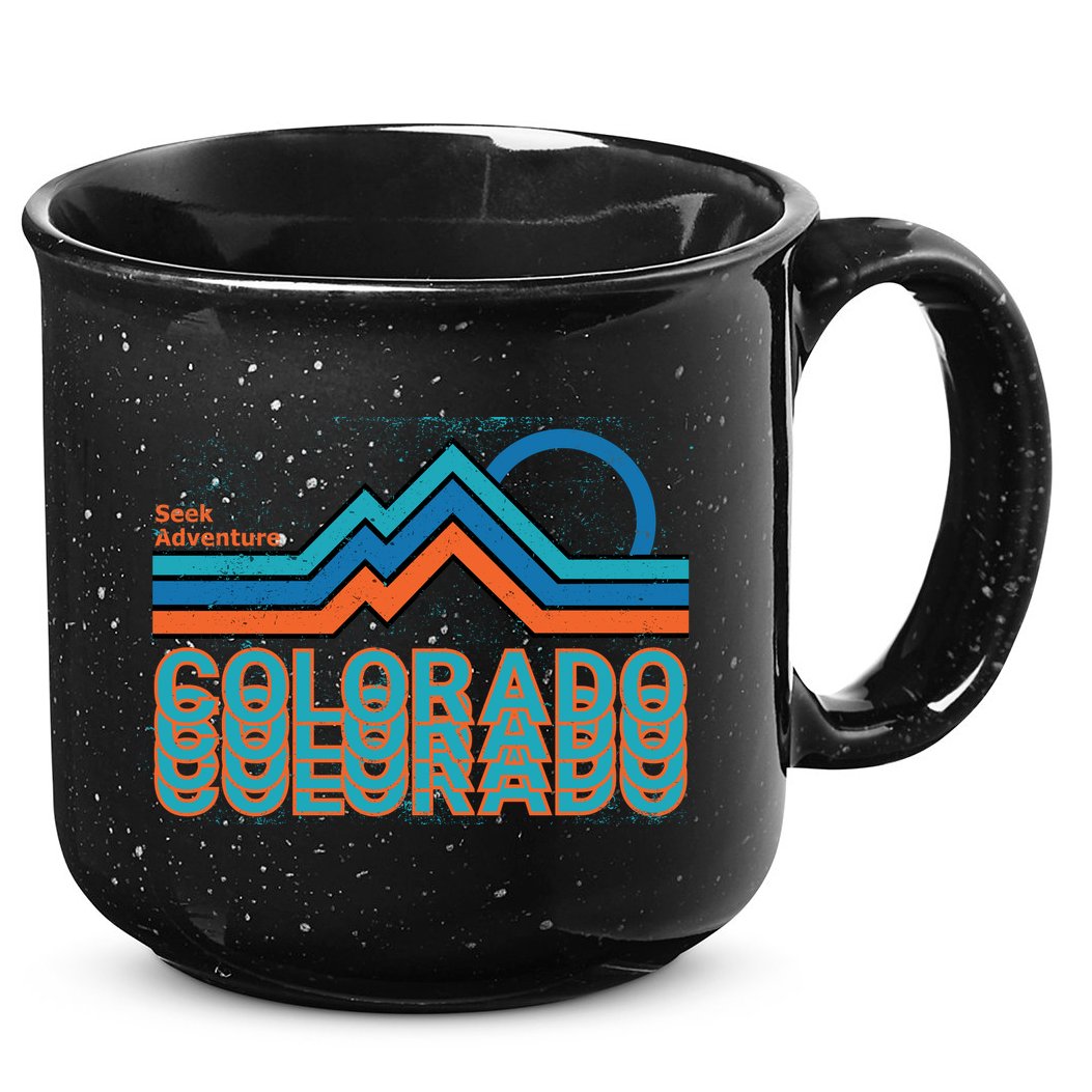 Colorado Retro Style Adventure Logo 15oz Campfire Ceramic Mug