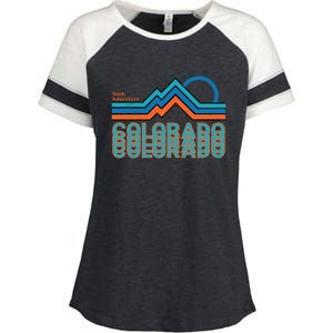 Colorado Retro Style Adventure Logo Enza Ladies Jersey Colorblock Tee