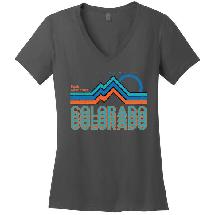 Colorado Retro Style Adventure Logo Women's V-Neck T-Shirt