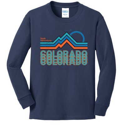 Colorado Retro Style Adventure Logo Kids Long Sleeve Shirt