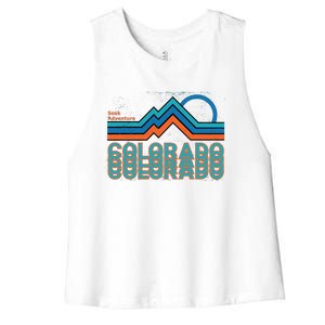 Colorado Retro Style Adventure Logo Women's Racerback Cropped Tank