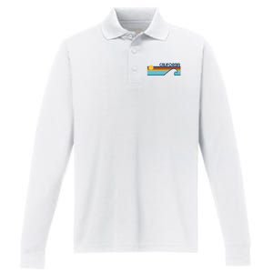 California Retro Sunset Beach Performance Long Sleeve Polo