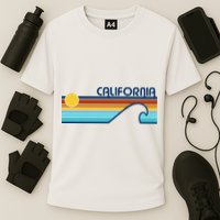 California Retro Sunset Beach Cooling Performance Crew T-Shirt