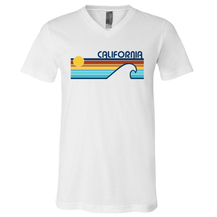 California Retro Sunset Beach V-Neck T-Shirt