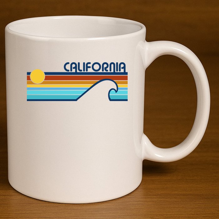 California Retro Sunset Beach 11oz C Handle Ceramic Mug