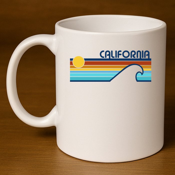 California Retro Sunset Beach 11oz C Handle Ceramic Mug