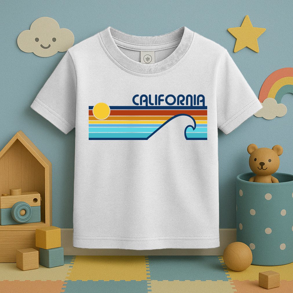 California Retro Sunset Beach Toddler T-Shirt