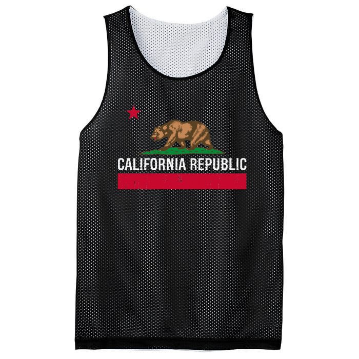 California Republic State Flag Mesh Reversible Basketball Jersey Tank