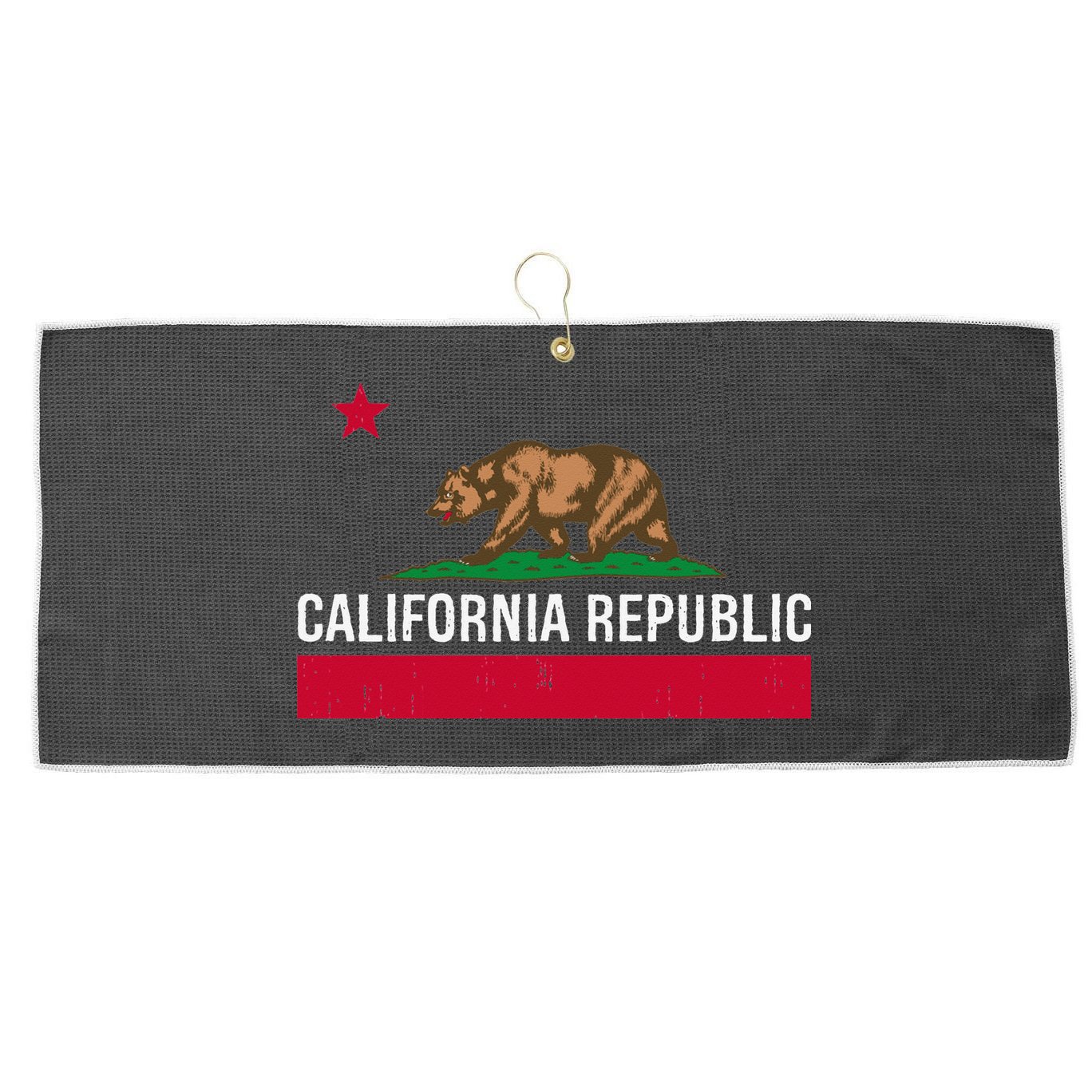 California Republic State Flag Large Microfiber Waffle Golf Towel