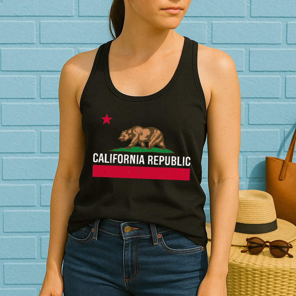 California Republic State Flag Womens Tank Top