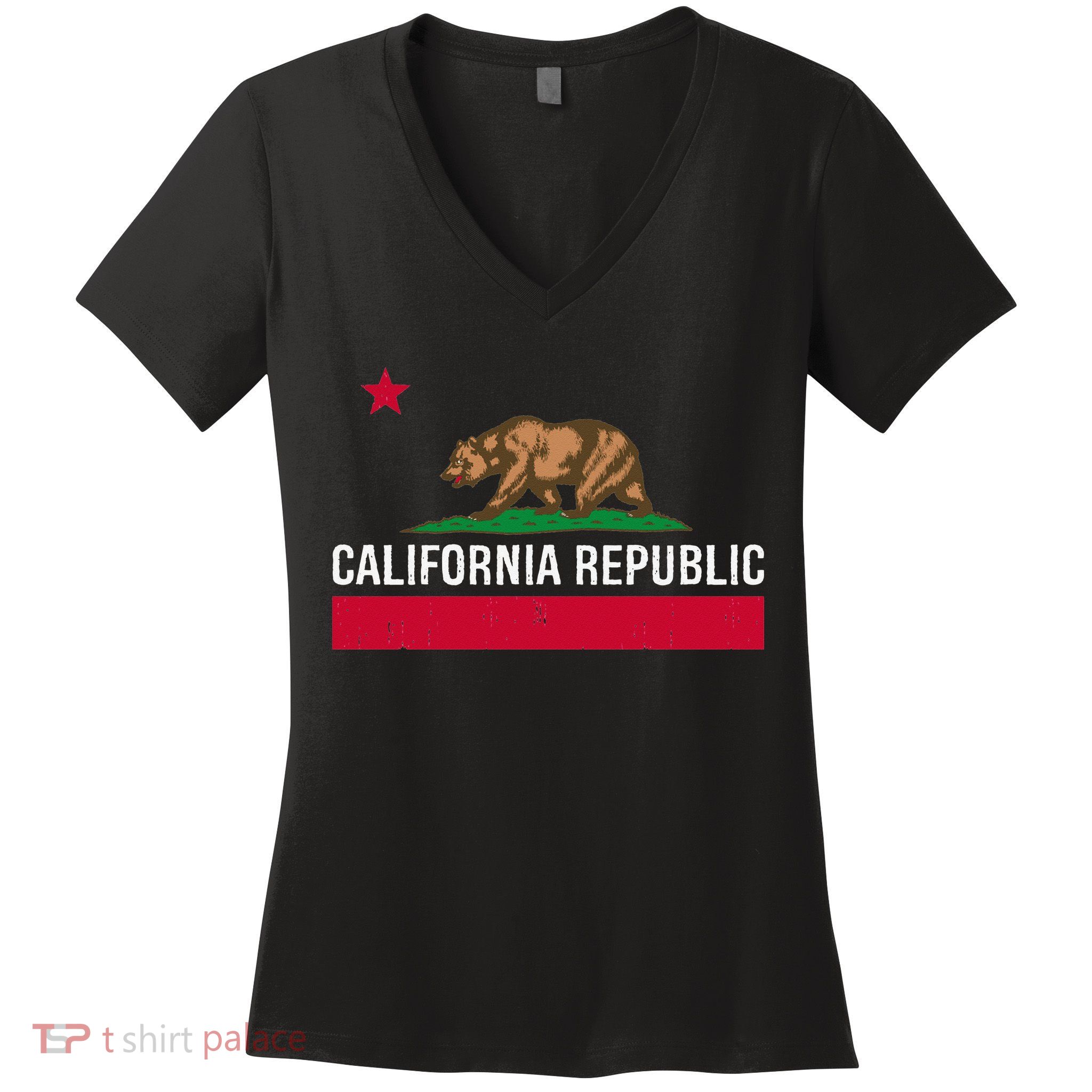 California Republic State Flag Women's V-Neck T-Shirt