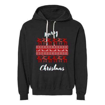 Christmas Remindeer Scandinavian Style Garment-Dyed Fleece Hoodie