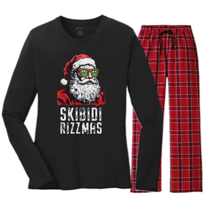 Christmas Rizz Santa Claus Charisma Cool Women's Long Sleeve Flannel Pajama Set 