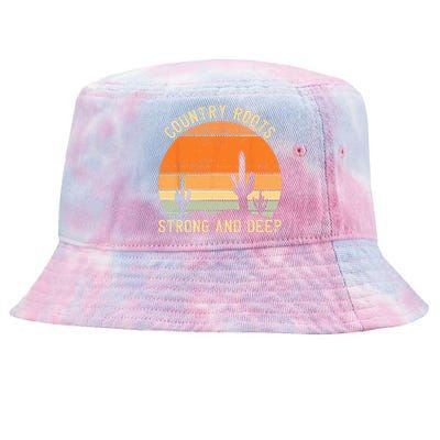 Country Roots Strong And Deep Retro Southern Cowboy Western Tie-Dyed Bucket Hat